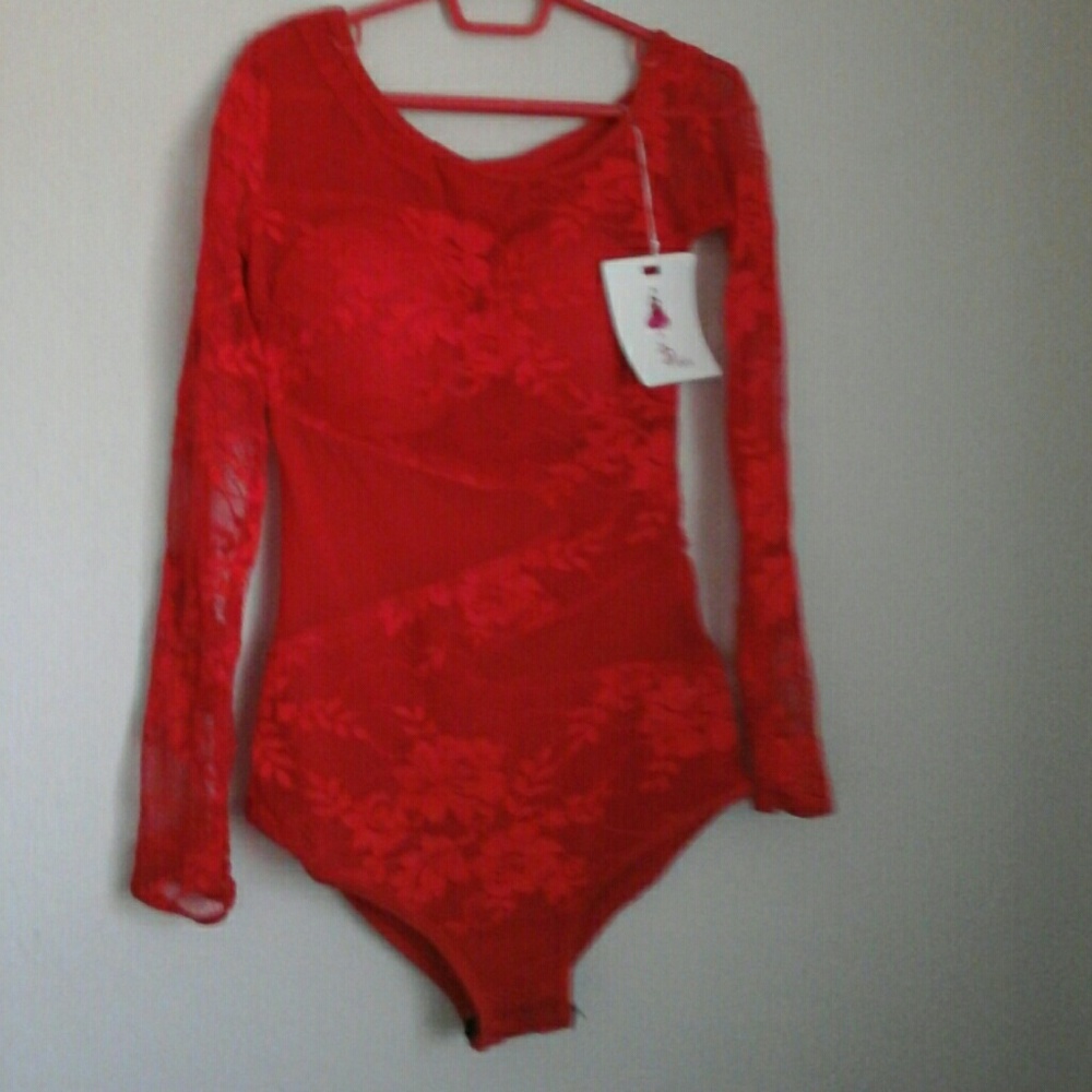 Red Bodysuit  with Snap Closure